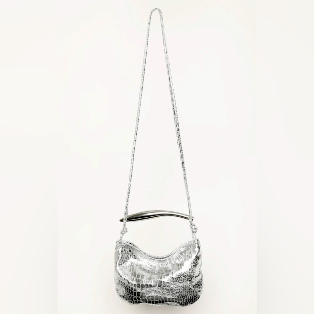 Walter Baker Mini Hazel Woven Hobo Top Handle Bag Platinum